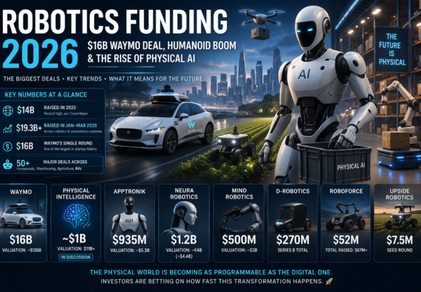 Robotics funding 2026 Waymo humanoid AI trends